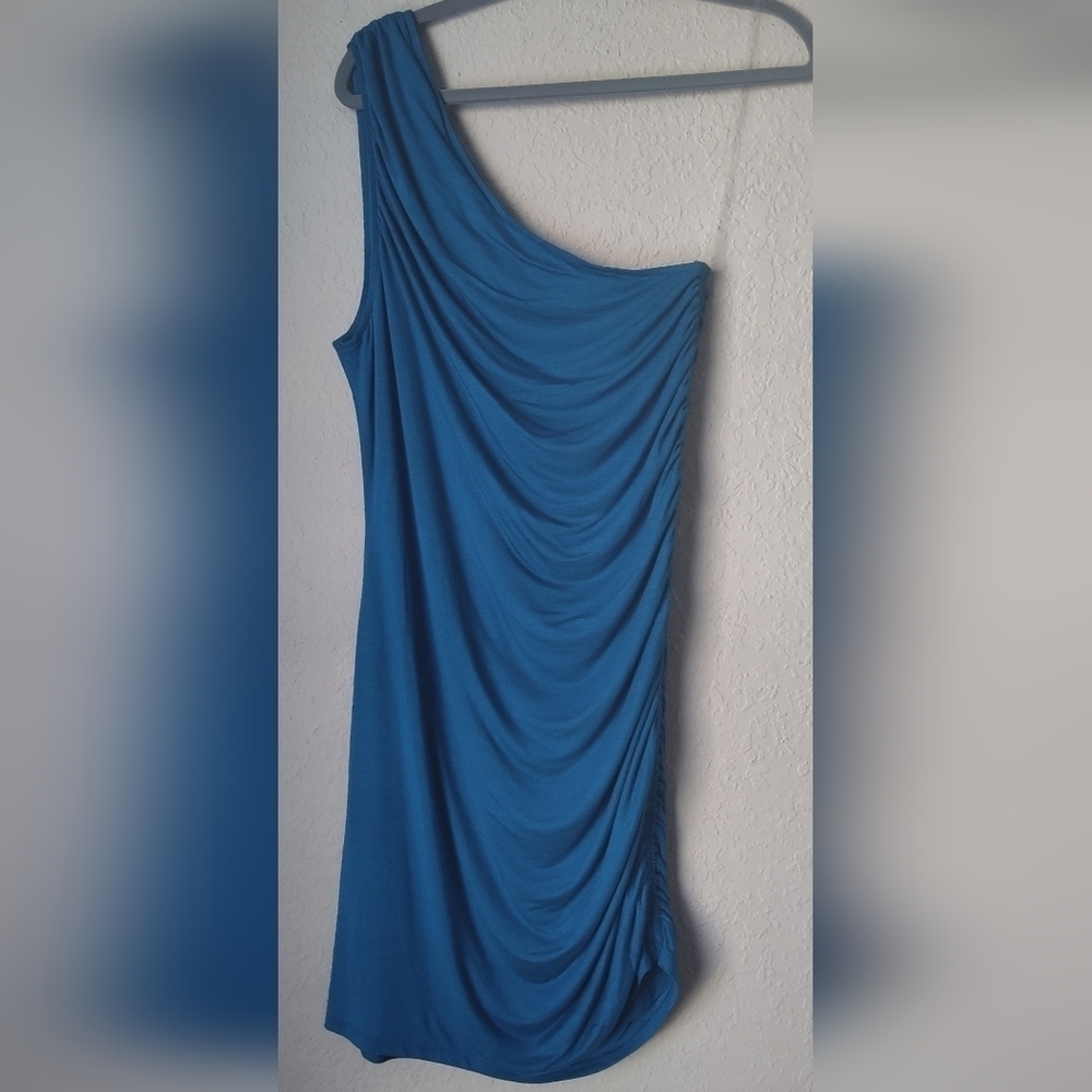 a. new day Mini Blue One Shoulder dress size L - Picture 3 of 6